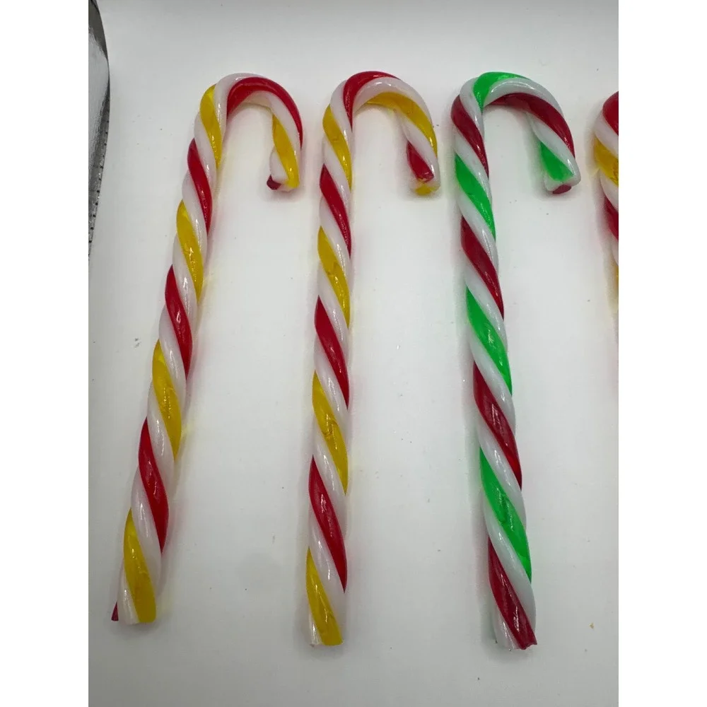 Vintage Lucite Candy Cane Ornaments Set of 5 Red Green Yellow